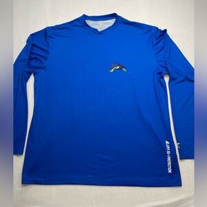 Ocean Blue Performance Fishing Shirt XL UPF 50+ Sailfish Graphic Long Sleeve